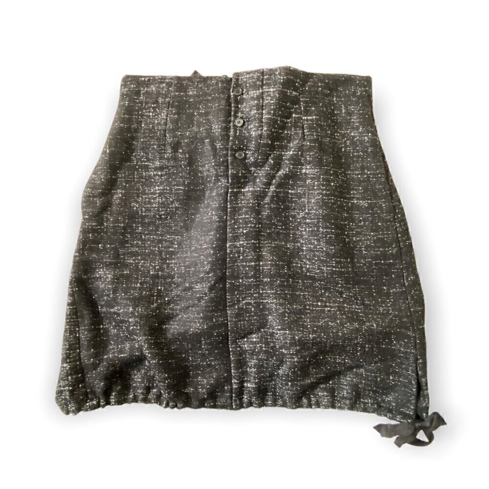 Marni Black Tweedy Mini Skirt with Drawstring,‎ Size Italian 44